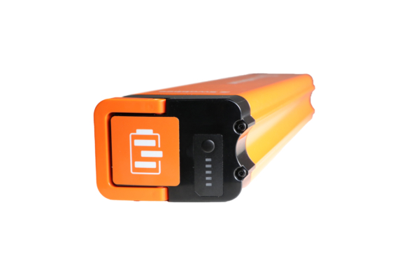 Orange battery with charge indicator
