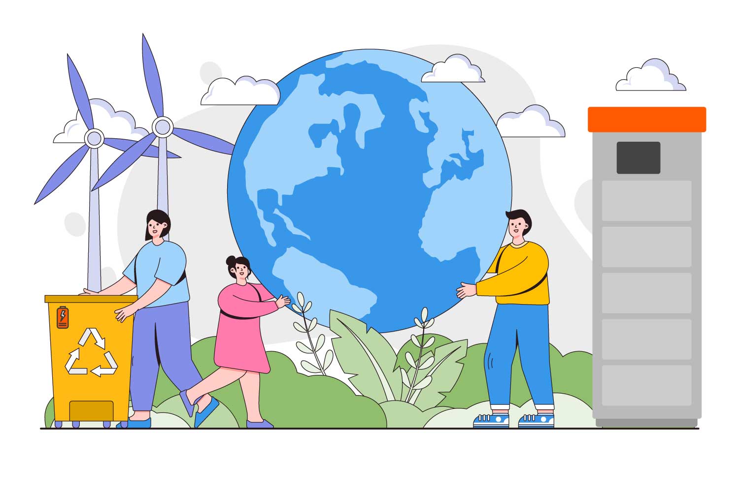 People engaging in environmental sustainability activities.